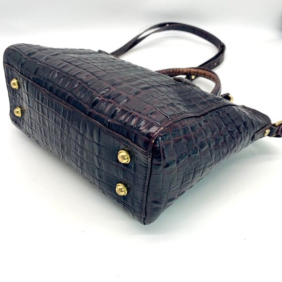 Brahmin Mini Asher Melbourne Brown Croc Embossed Leather Satchel - Picture 6 of 11